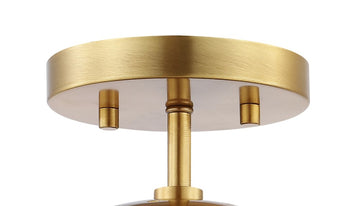 Marcel Bistro 7.75" Bohemian Farmhouse Iron/Frosted Glass LED Semi Flush Mount - JONATHAN Y